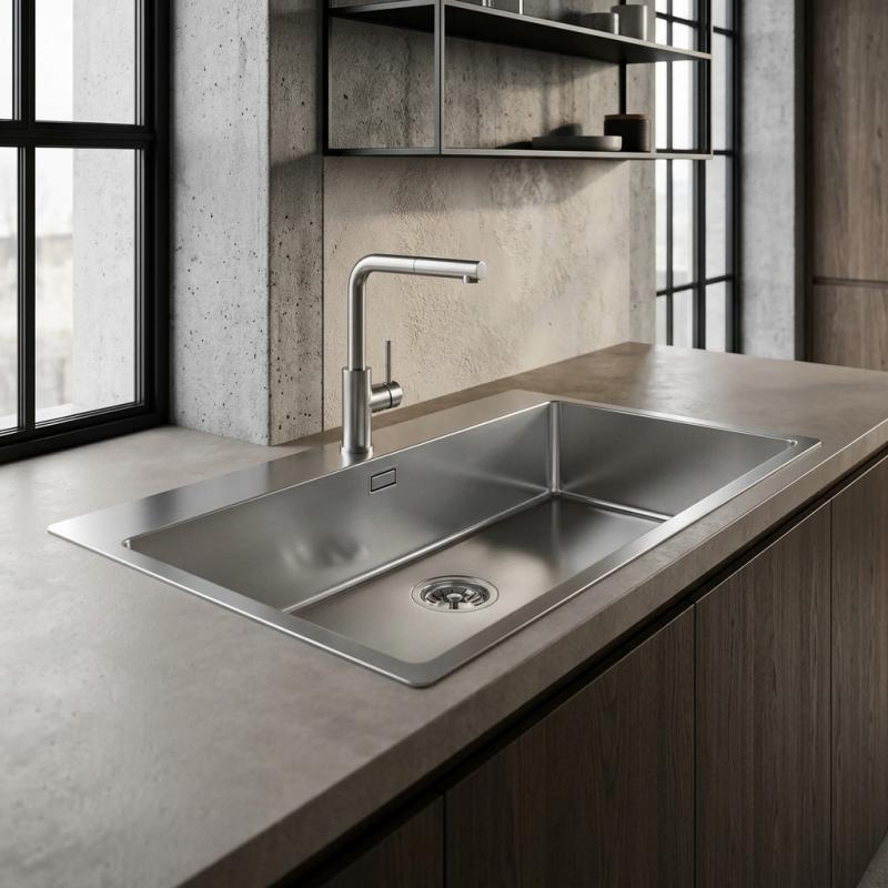 Pure.Sink Comfort RVS grote Spoelbak 75x40cm Tapwing met kraanopening PCM7540T-02